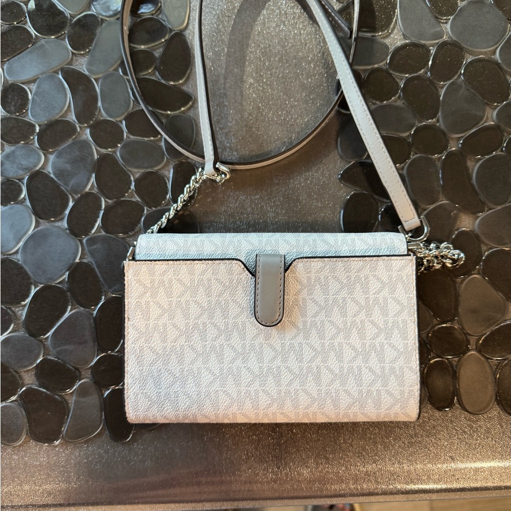 Michael Kors Gray Textured Crossbody Bag with Silver Hardware - Picture 2 of 3